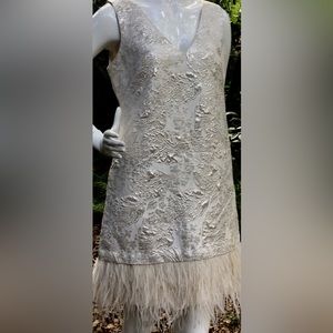 NWT Vintage Nicole Miller Brocade & Feather Dress